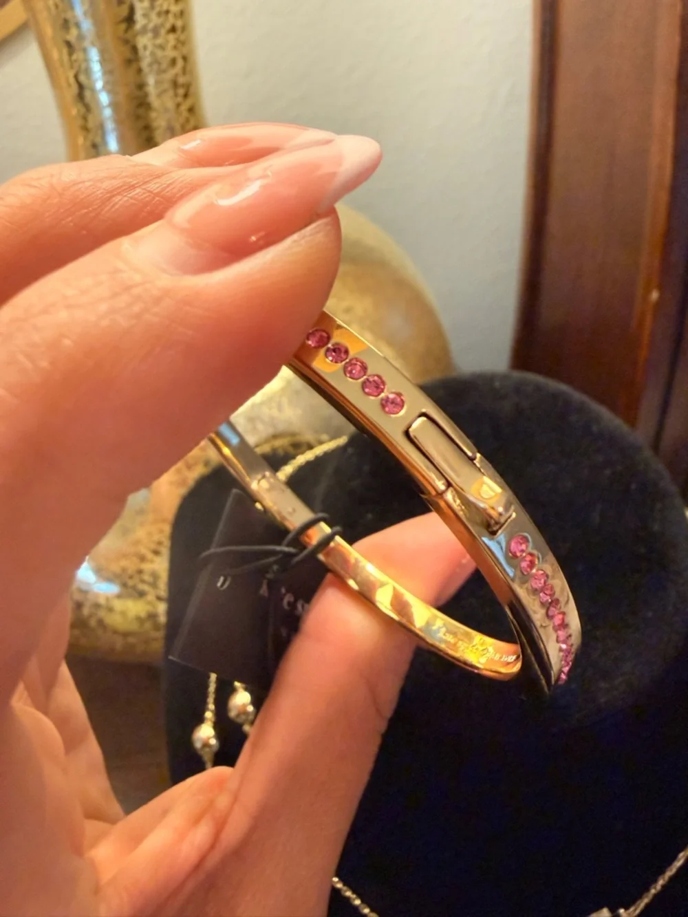 kate spade Gold Bangle with Pink Crystal Row - Picture 5 of 8